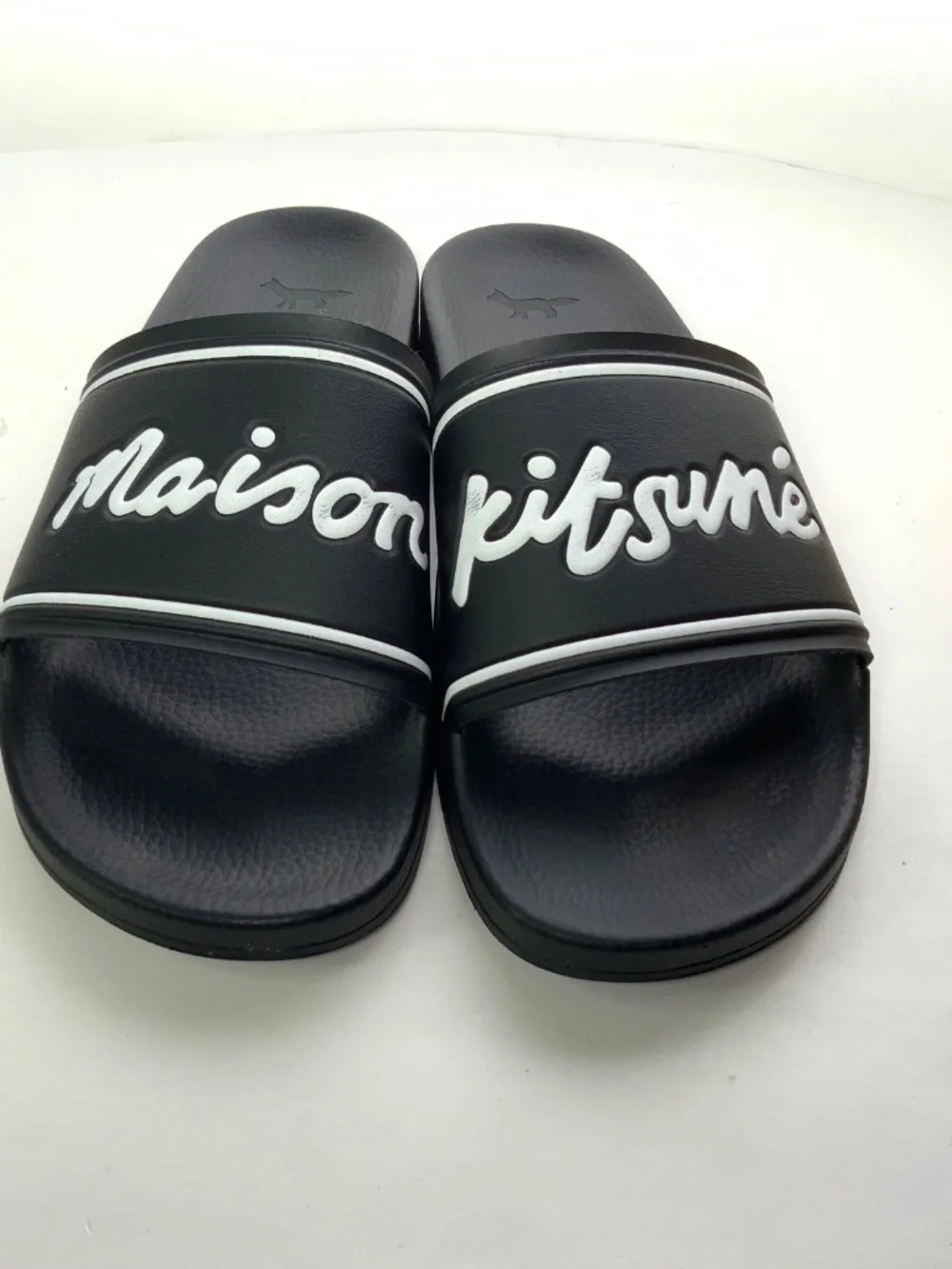 Men's Maison Kitsune Black White Slides on Casual Shoes Size 42